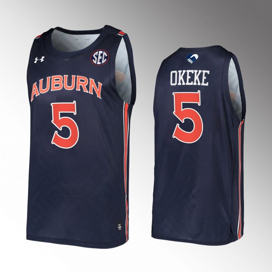 Chuma Okeke 5 Auburn Tigers Navy College NCAA Jersey Men's