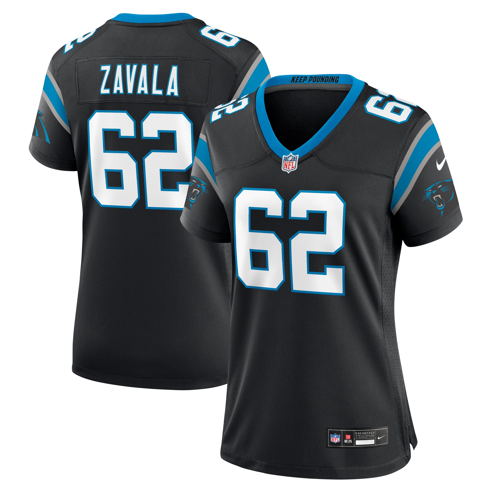 Carolina Panthers Chandler Zavala Black Game NFL Jersey Women's
