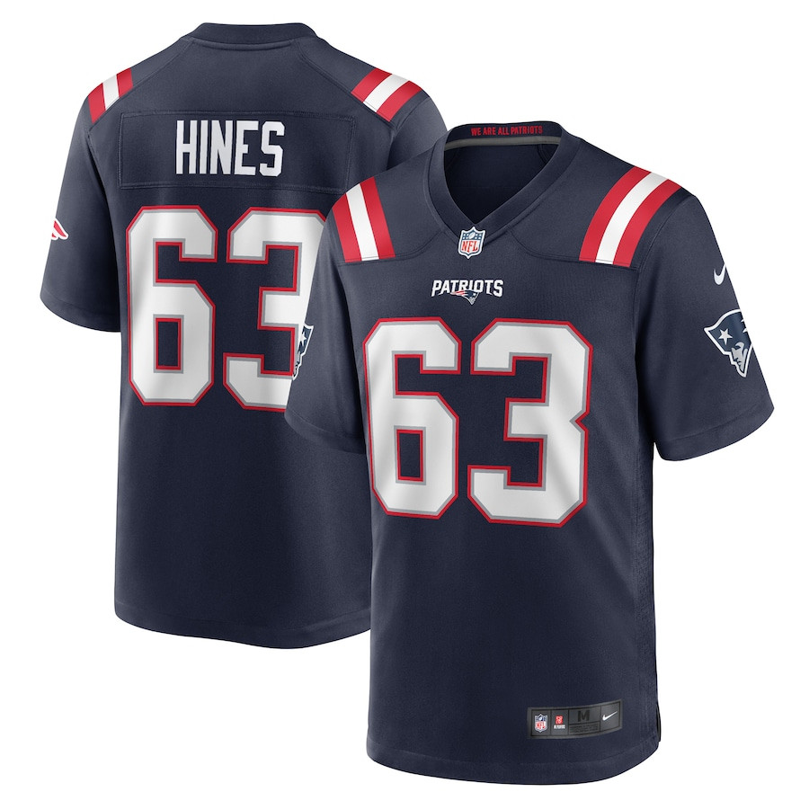 Chasen Hines 63 New England Patriots Game Navy NFL Jersey Men's
