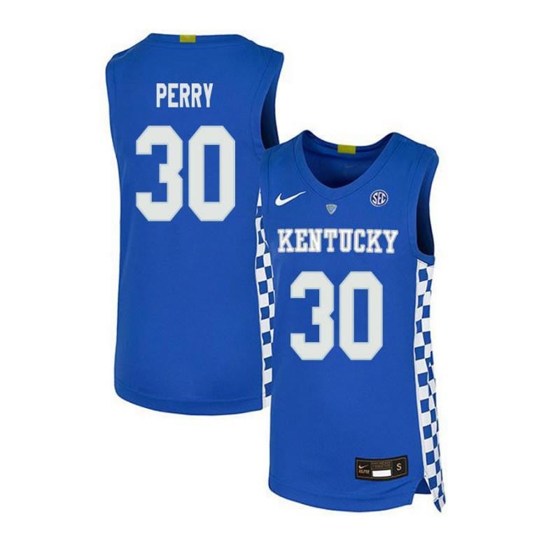 30 Dwight Perry Royal Blue Elite Kentucky Wildcats NCAA Jersey Men's