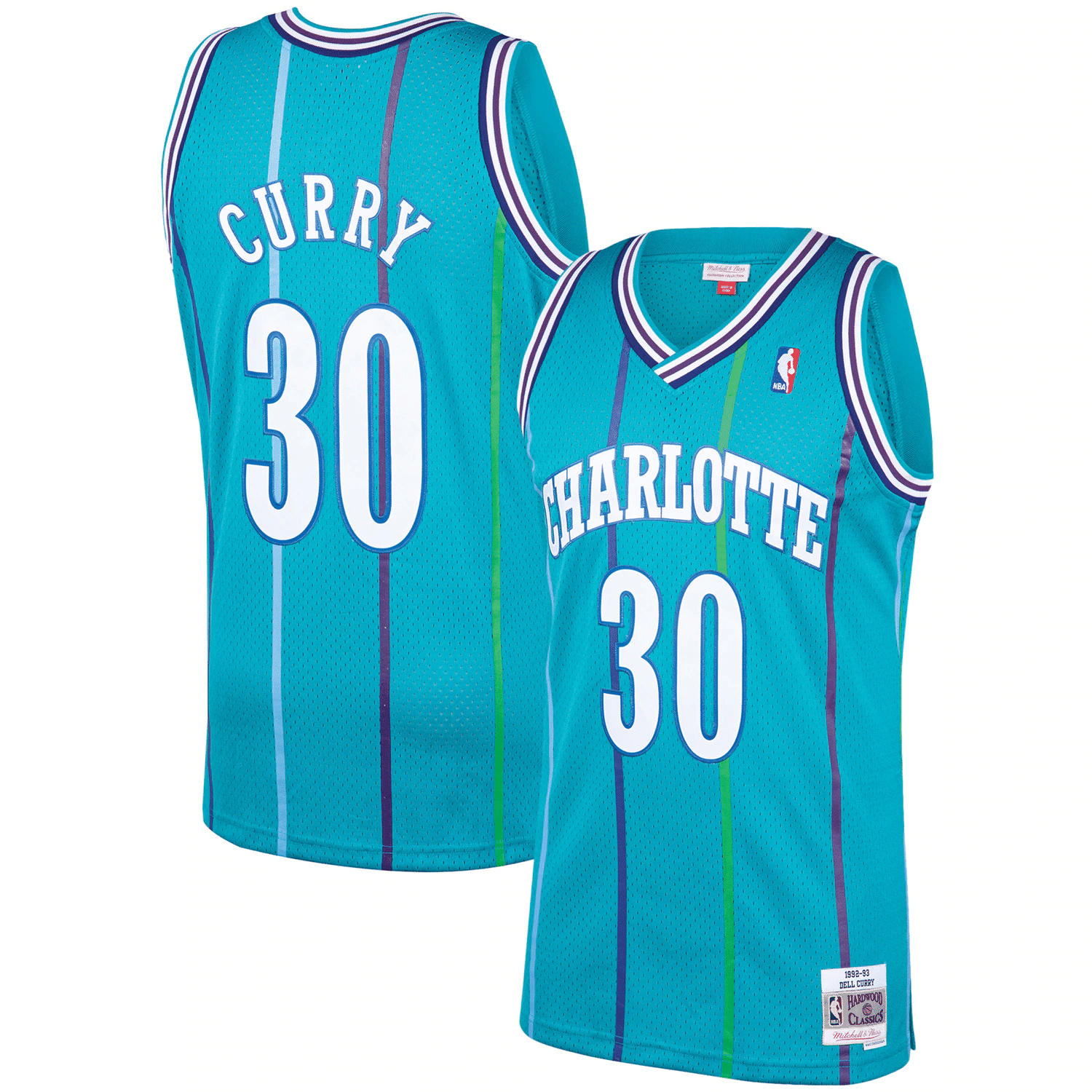 Dell Curry Charlotte Hornets Mitchell Ness 1992-93 Hardwood Classics Swingman Player Teal NBA Jersey Men's