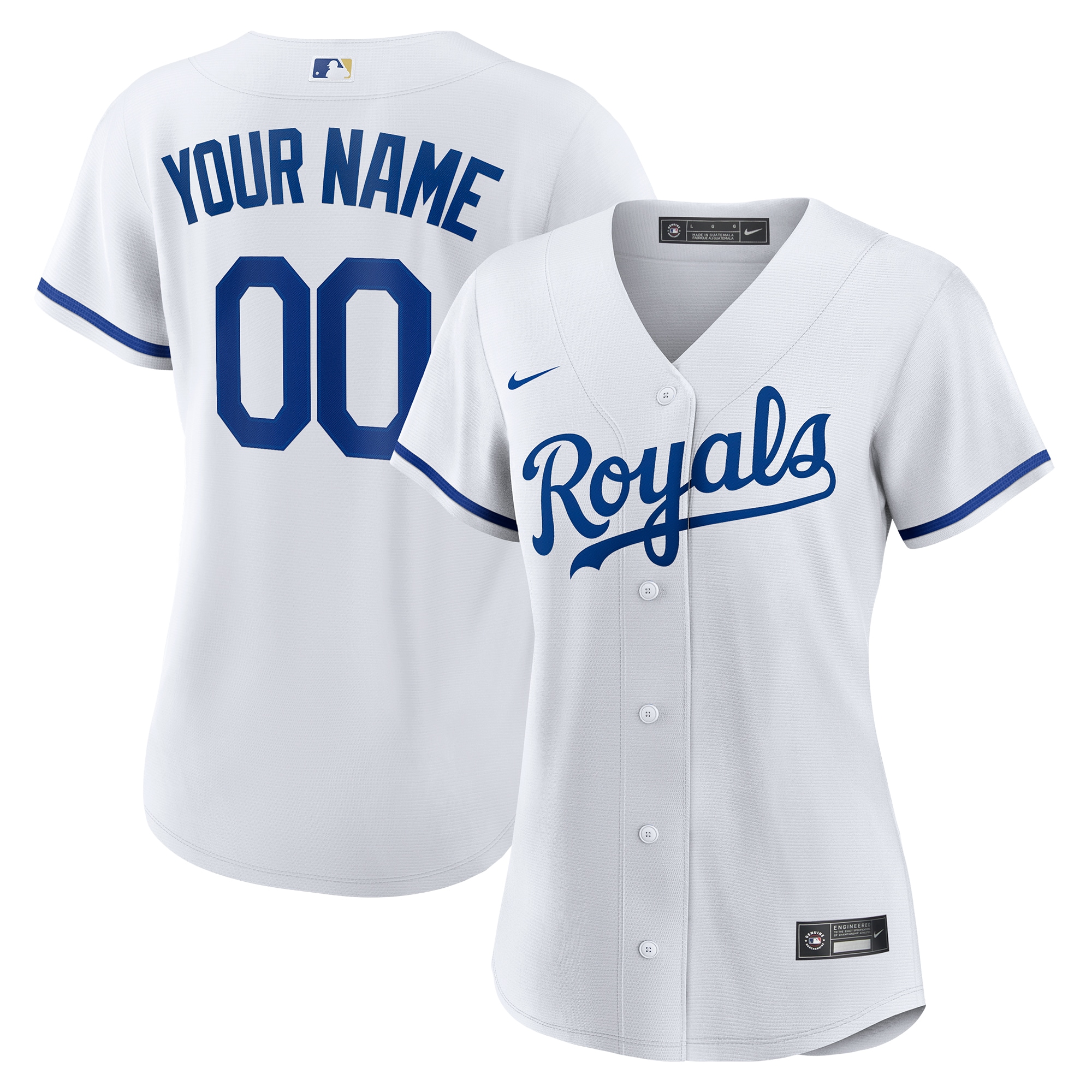 Kansas City Royals White Custom MLB Jersey Women's