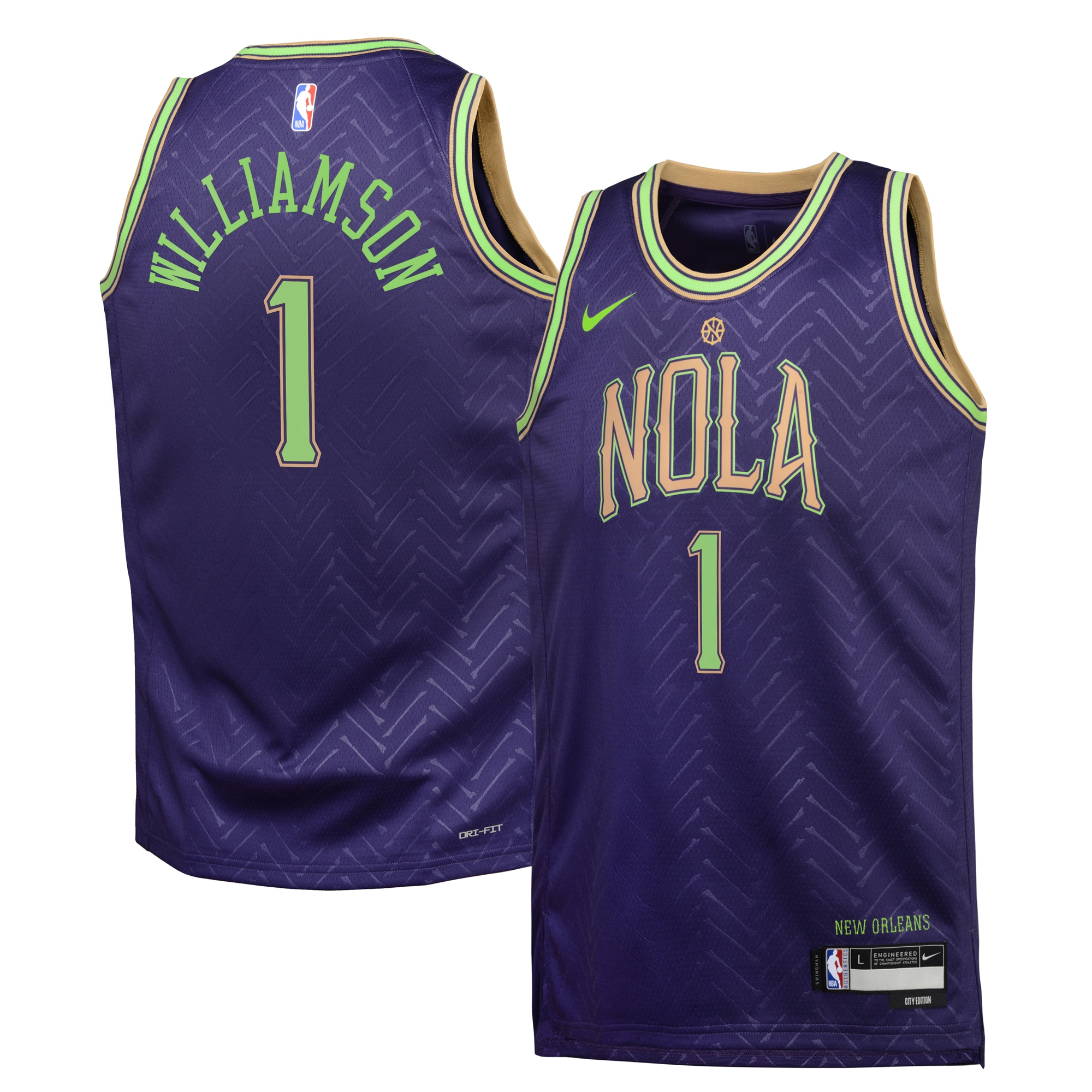 New Orleans Pelicans City Edition Swingman 2024 Purple Zion Williamso NBA Jersey Youth