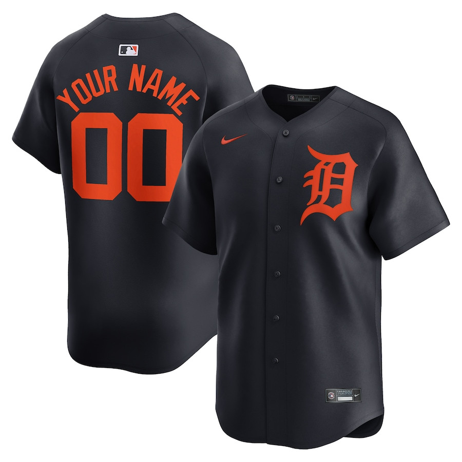 Detroit Tigers Alternate Limited Custom Navy MLB Jersey Men's
