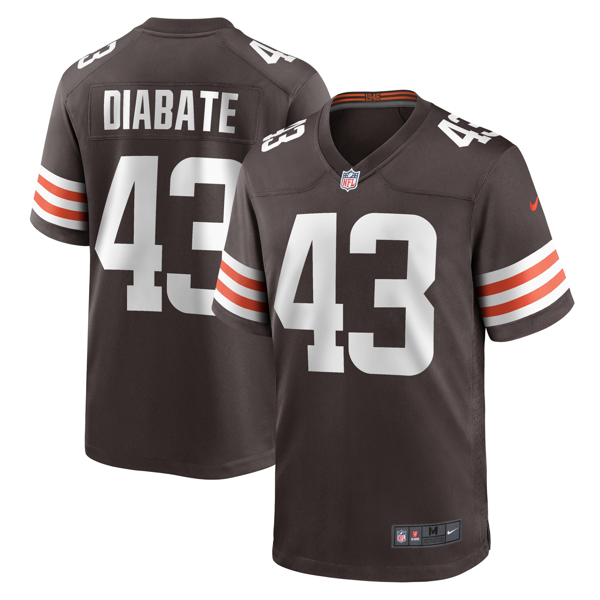 Cleveland Browns Mohamoud Diabate Brown Team Game NFL Jersey Men's