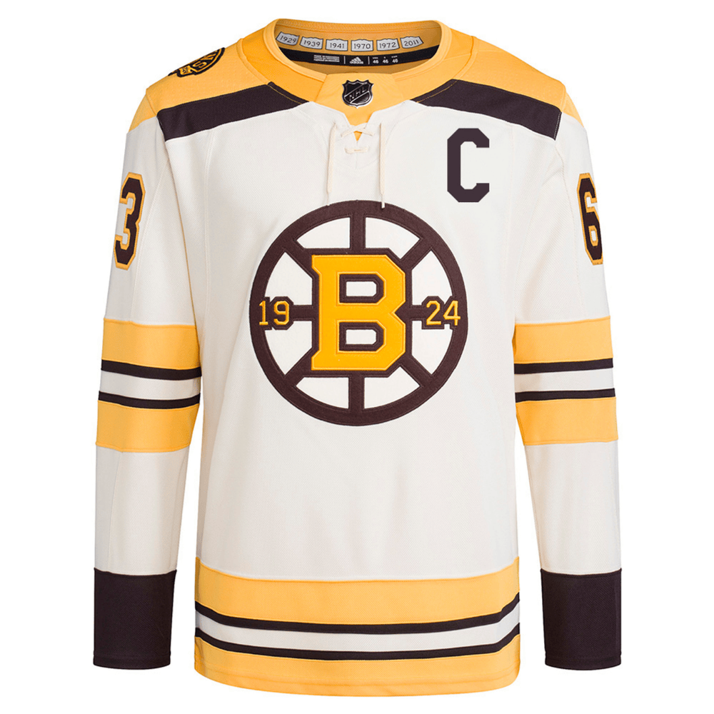Brad Marchand 63 Boston Bruins 100th Anniversary Primegreen Third Cream NHL Jersey Men's