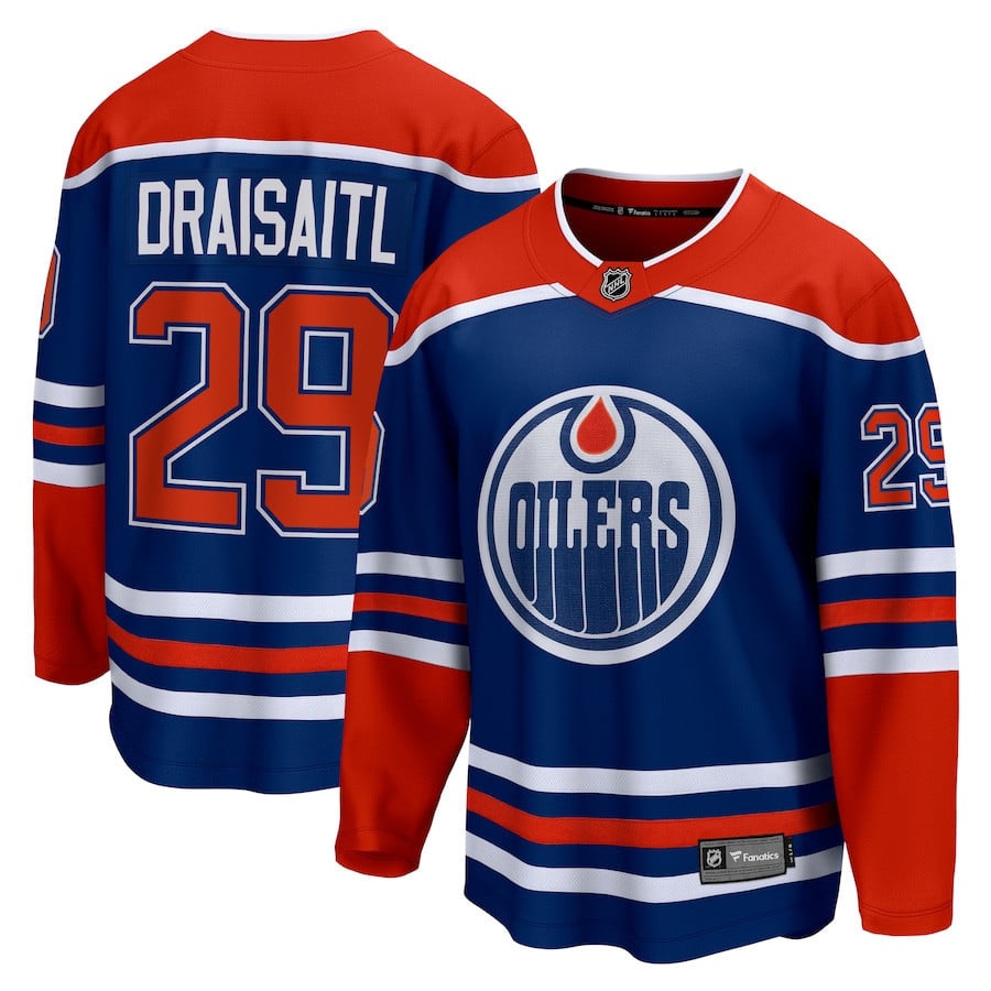 Leon Draisaitl 29 Edmonton Oilers Royal Home Breakaway NHL Jersey Men's