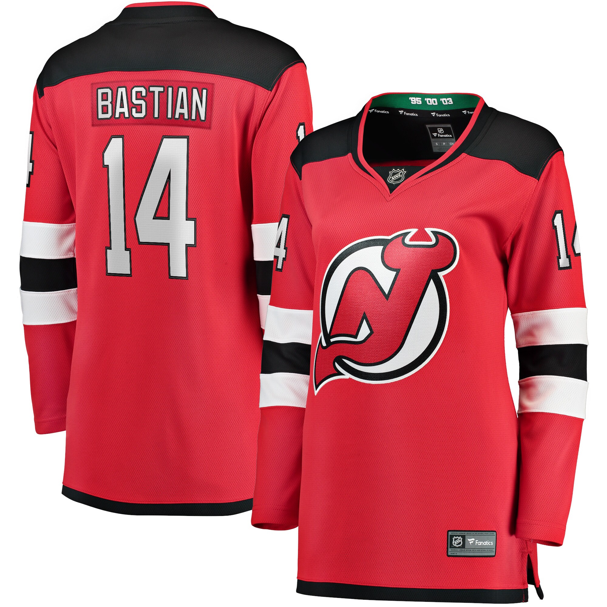 New Jersey Devils Nathan Bastian Red Home Team Breakaway Player NHL Jersey Women's