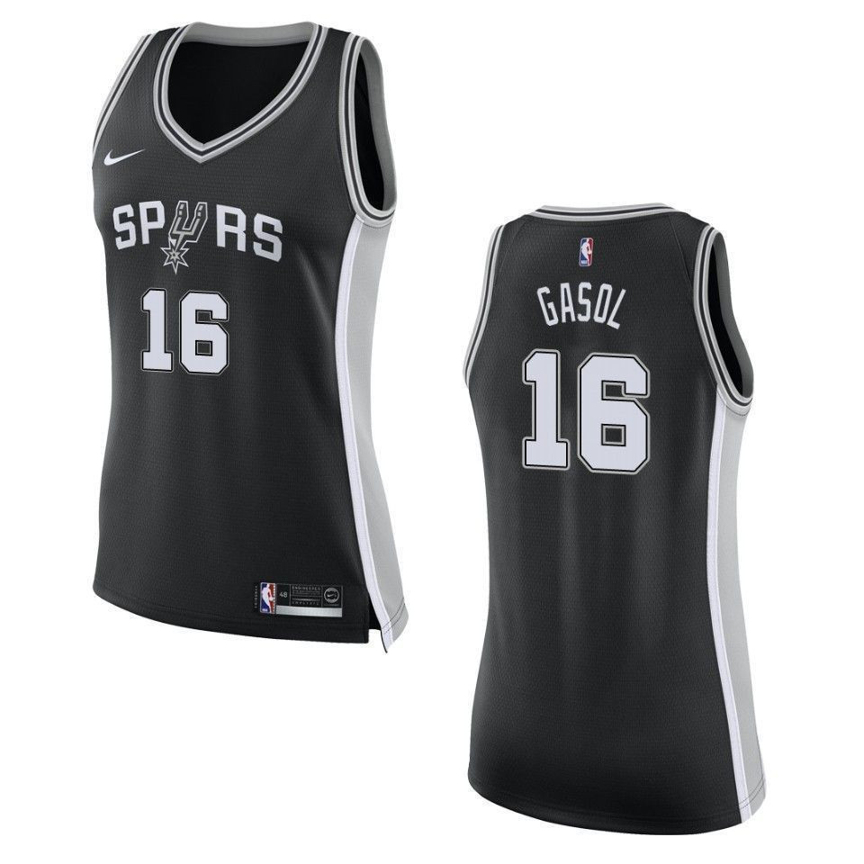 San Antonio Spurs 16 Pau Gasol Icon Swingman Black NBA Jersey Women's