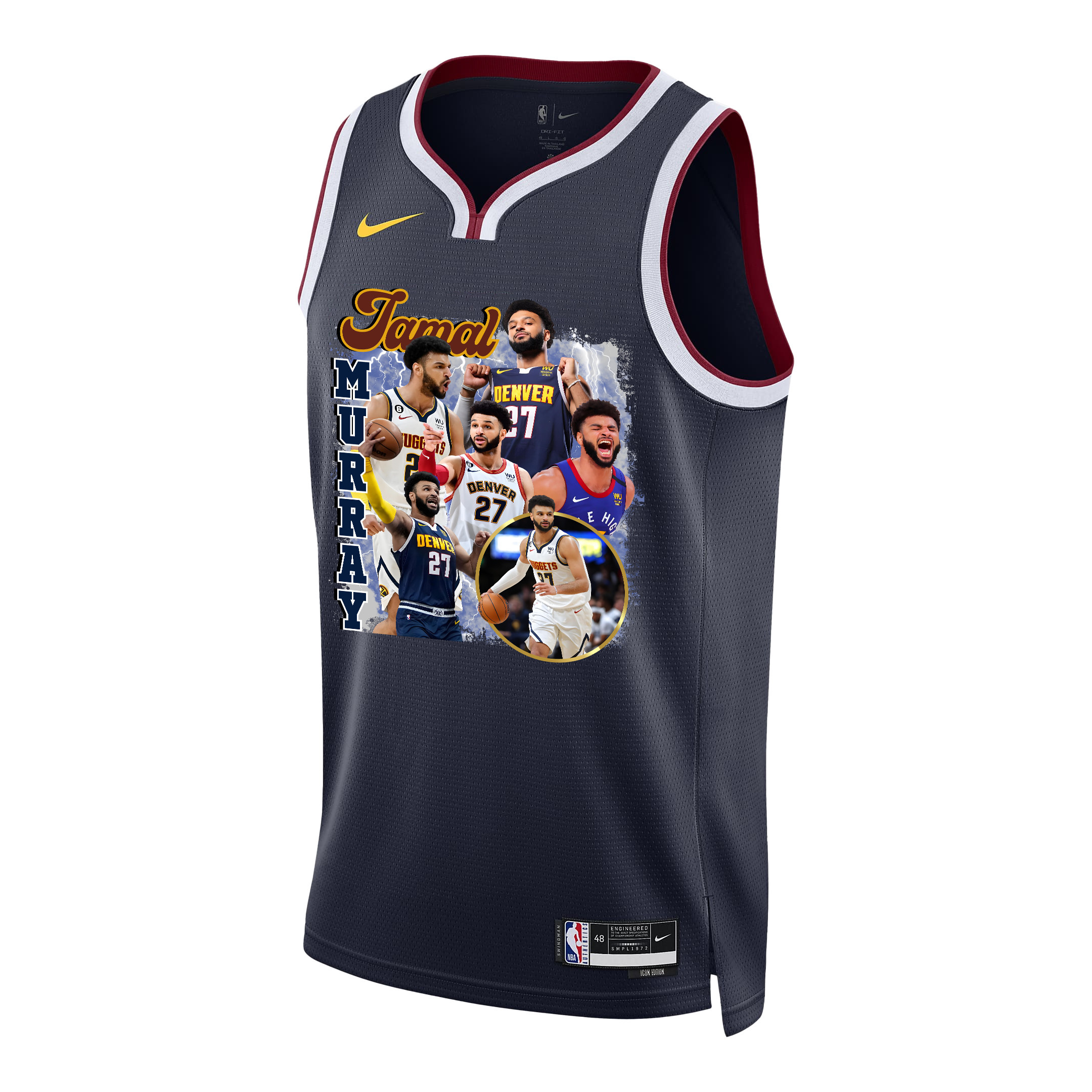 Jamal Murray 27 Denver Nuggets Playmaking Maestro 2023 Champions Swingman Black NBA Jersey Men's