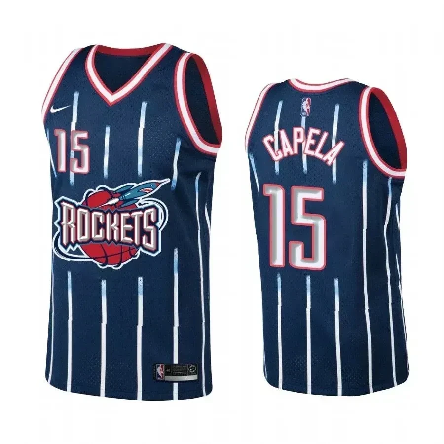 Houston Rockets 15 Clint Capela Navy Hardwood Classics NBA Jersey Men's