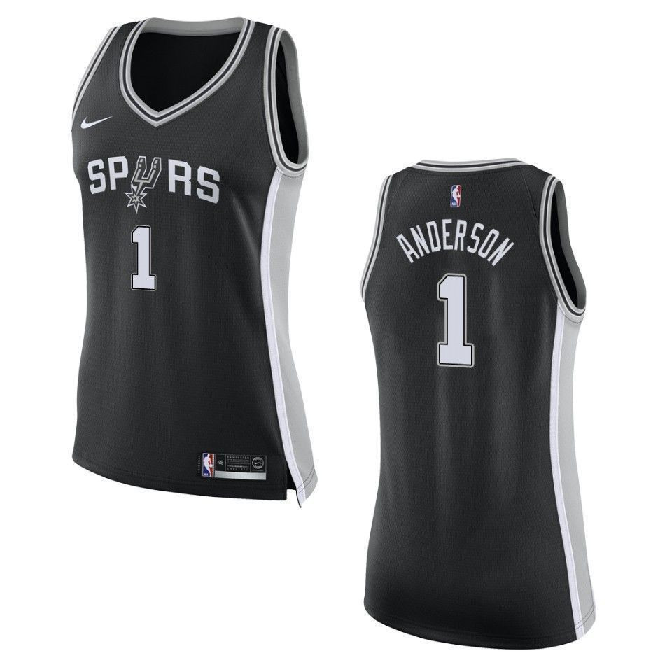 San Antonio Spurs 1 Kyle Anderson Icon Swingman Black NBA Jersey Women's