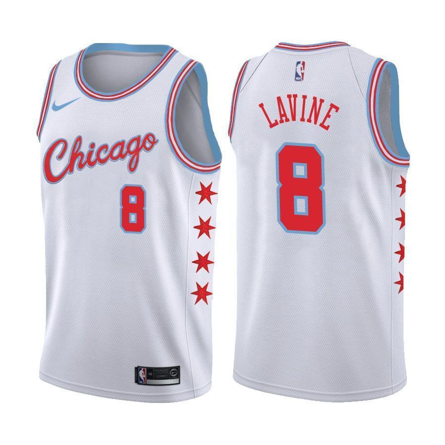 Chicago Bulls Zach Lavine 8 City Editio White NBA Jersey Men's