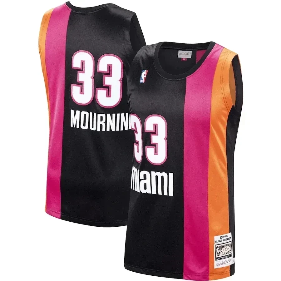 Alonzo Mourning Miami Heat Mitchell Ness Hardwood Classics 2005-06 Black NBA Jersey Men's