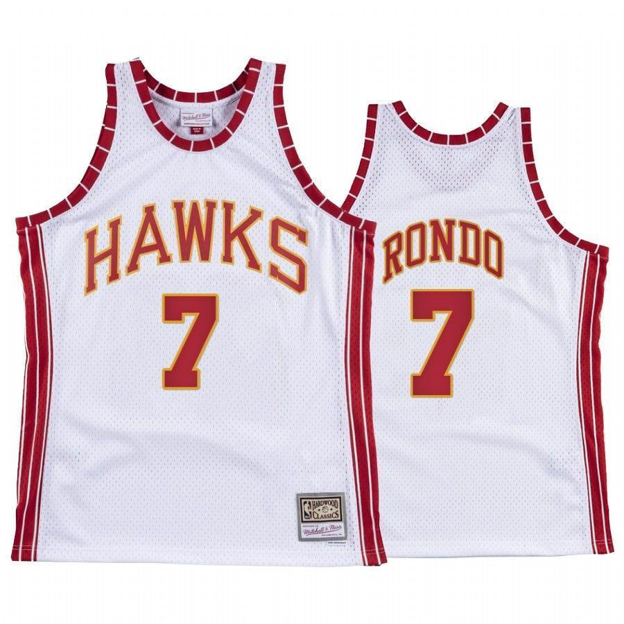 Rajon Rondo 7 Atlanta Hawks Hardwood Classics White NBA Jersey Men's
