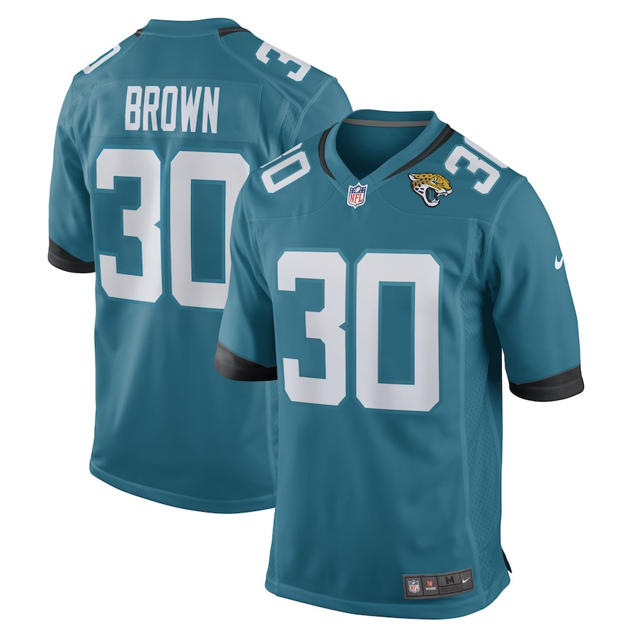 Montaric Brown 30 Jacksonville Jaguars Game Teal NFL Jersey Men's