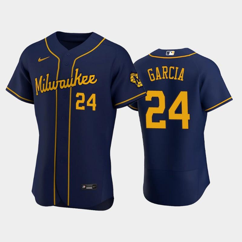 Milwaukee Brewers 24 Avisail Garcia Alternate Team Navy MLB Jersey Men's
