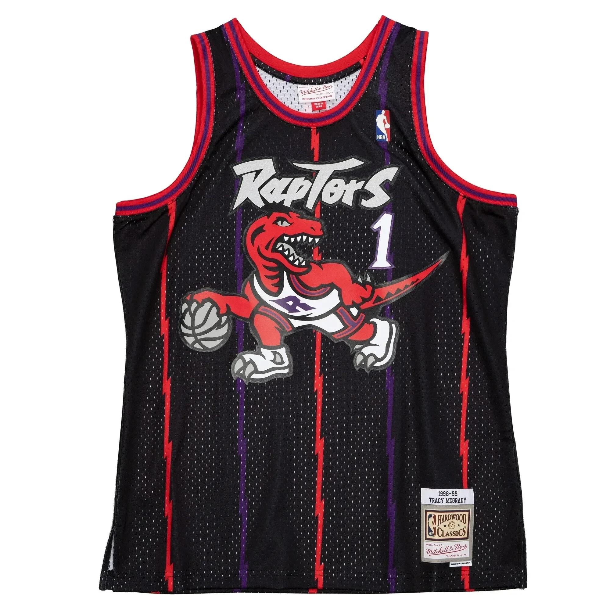 Tracy Mcgrady Toronto Raptors Mitchell Ness 1998-99 Hardwood Classics Reload 2.0 Swingman Black NBA Jersey Men's