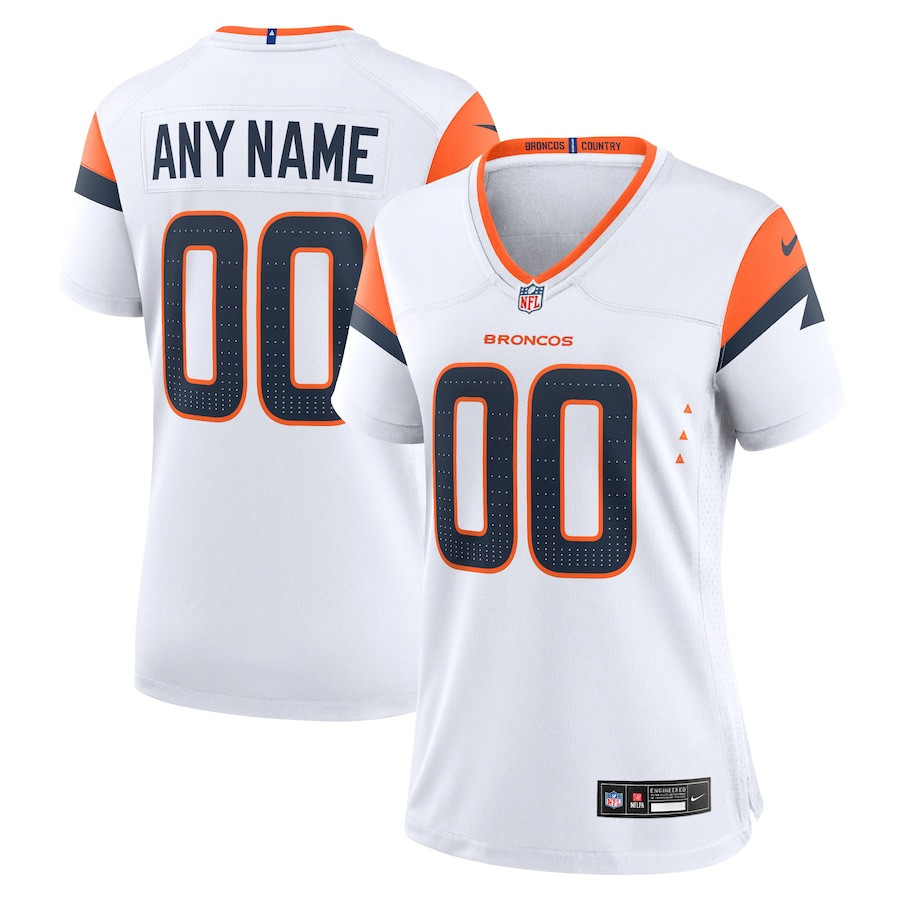 Denver Broncos Custom Game White NFL Jersey Women's