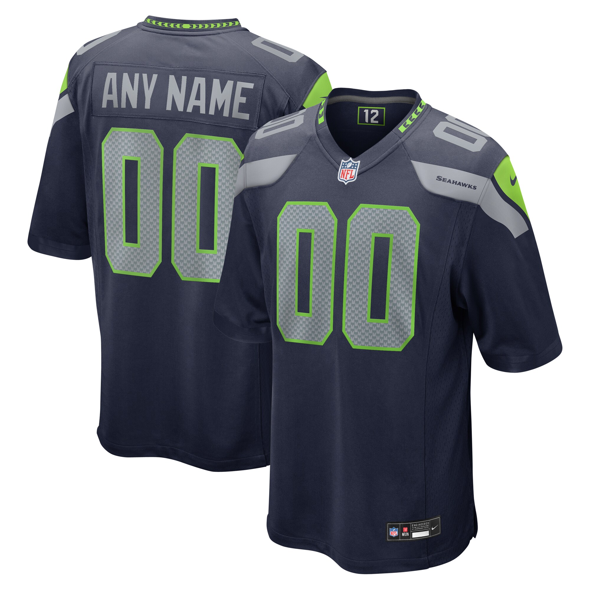 Seattle Seahawks College Navy Custom Game NFL Jersey Men's
