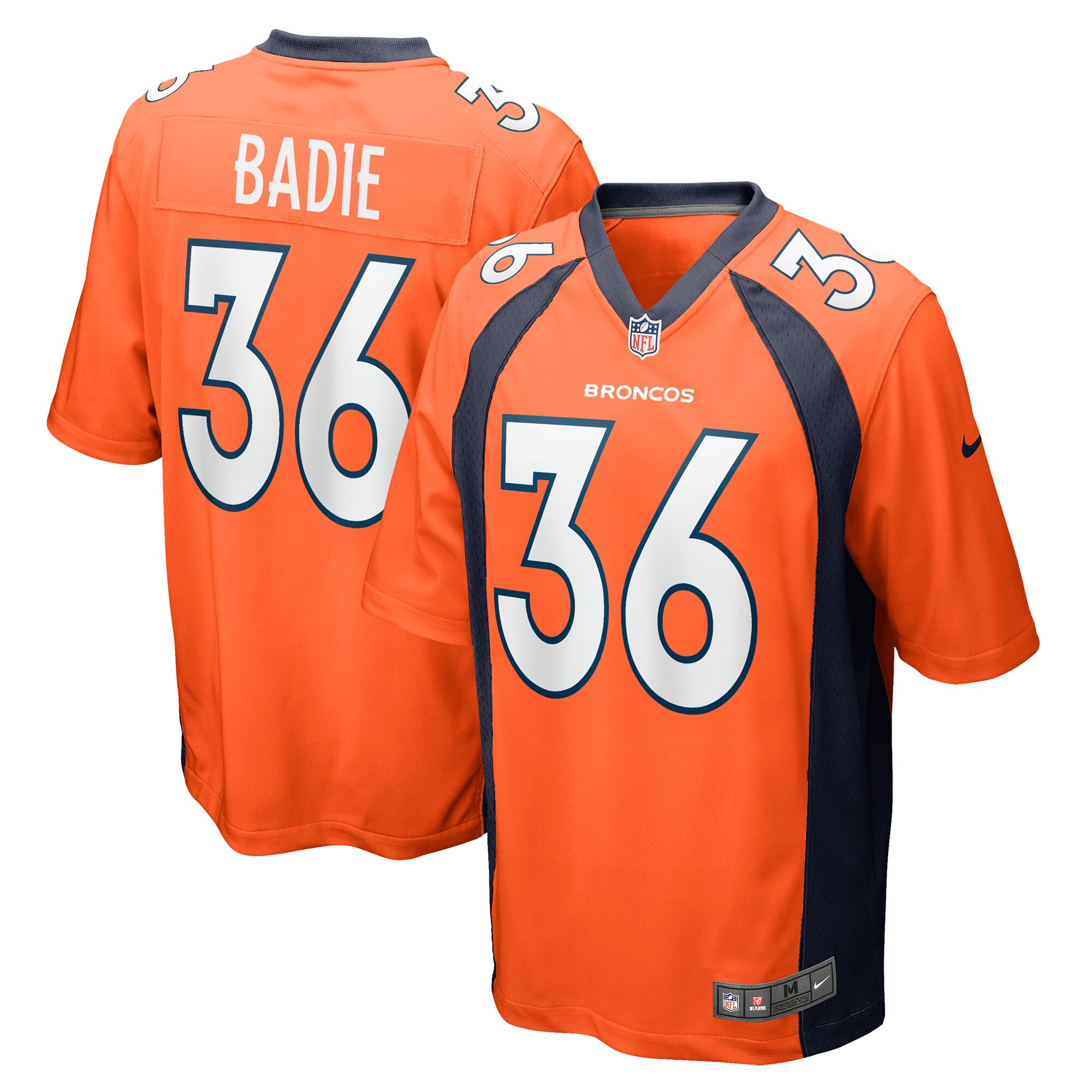 Denver Broncos Tyler Badie Orange Team Game NFL Jersey Men's