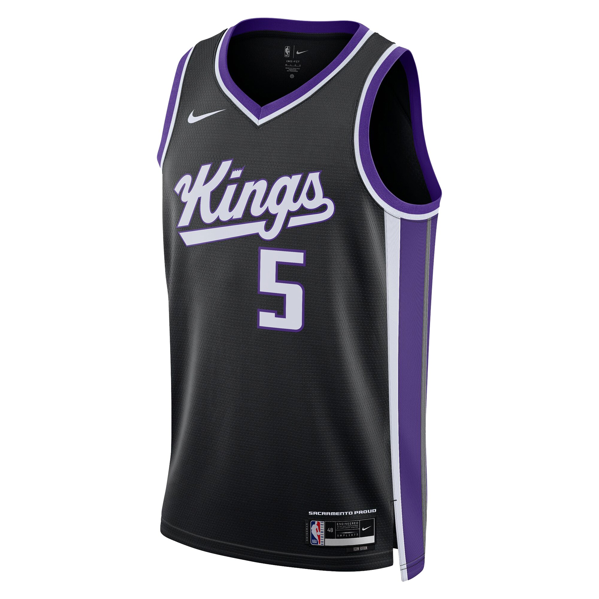 Camiseta Icon Edition Swingman de los Sacramento Kings Negro De'Aaron Fo Unisex NBA Jersey Unisex