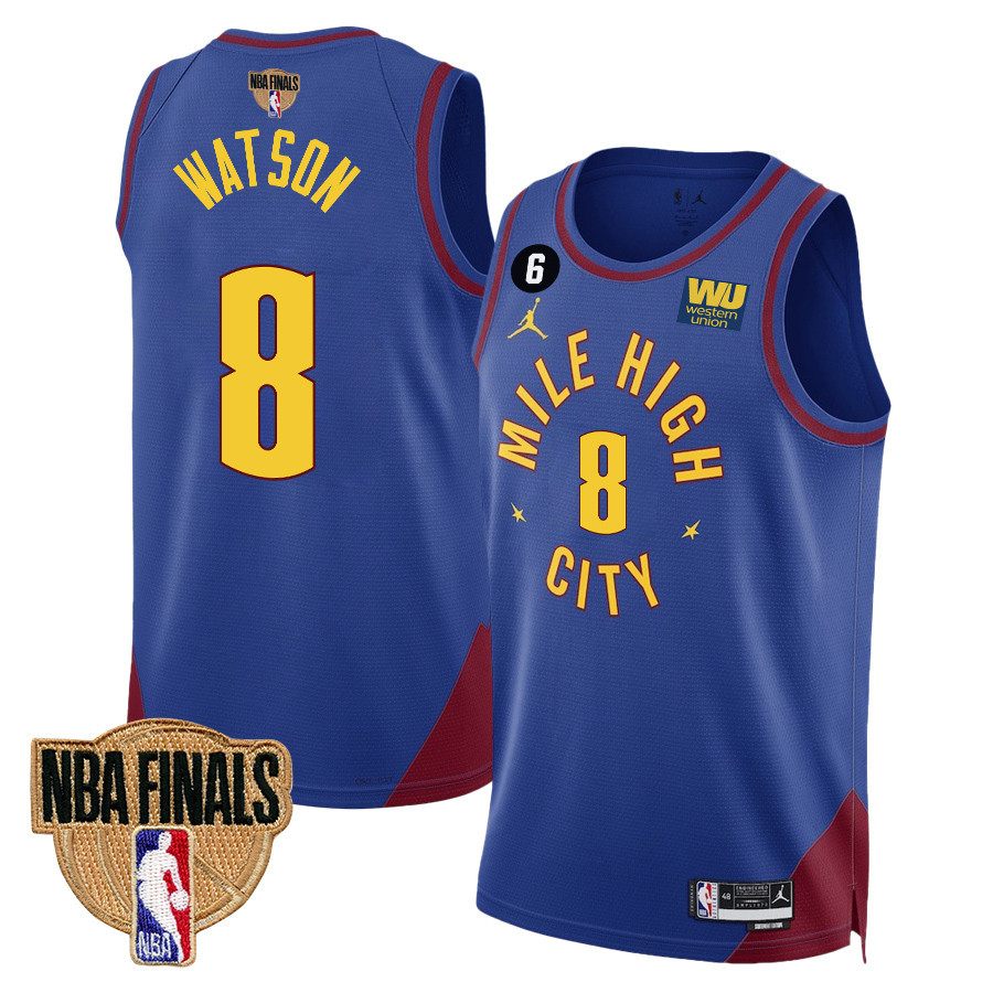 Peyton Watson 8 Denver Nuggets Final Champions 2023 Swingma Blue NBA Jersey Youth