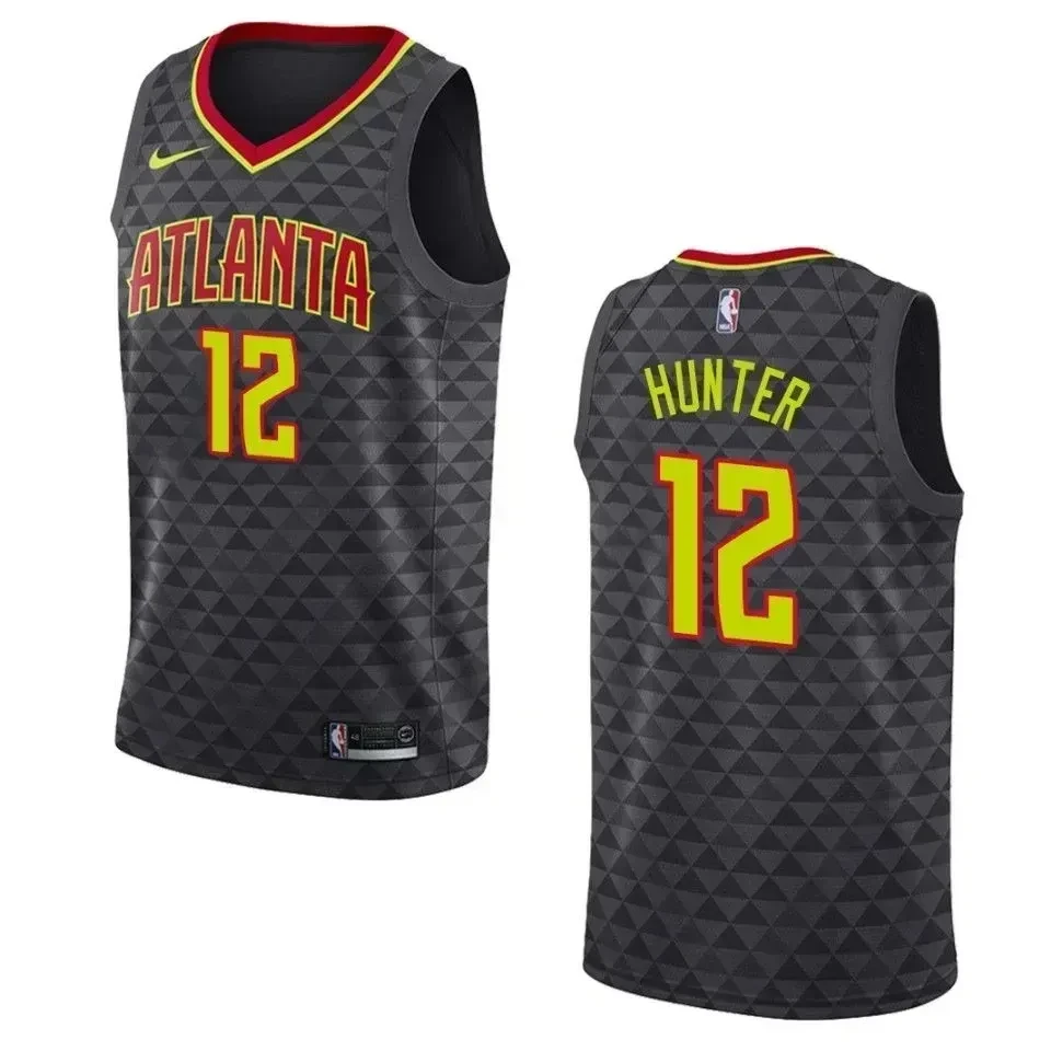 Atlanta Hawks 12 De'andre Hunter Icon Swingman Black NBA Jersey Men's