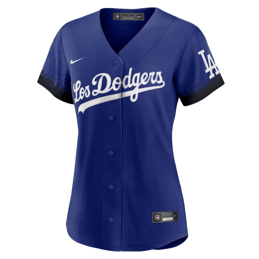 Mookie Betts 50 Los Angeles Dodgers Signed Cartoon 2023 City Connect Player Royal MLB Jersey Women's