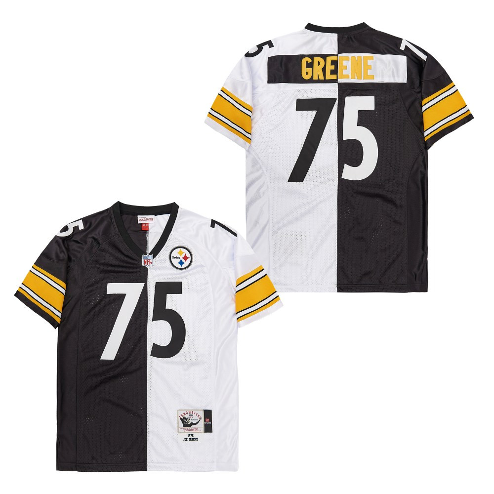 Joe Greene 75 Pittsburgh Steelers Two-Toned Retro Throwback Black/White NFL Jersey Men's