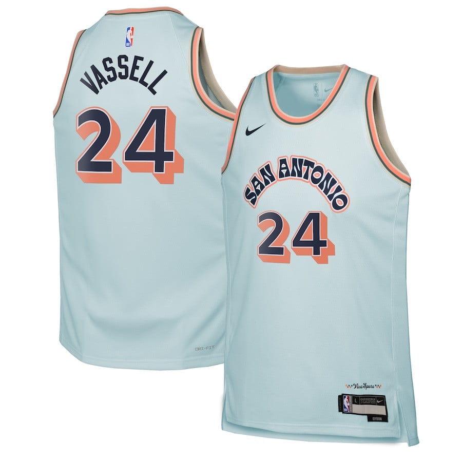 Devin Vassell 24 San Antonio Spurs 2024/25 Swingman Playe City Edition Light Blue NBA Jersey Youth