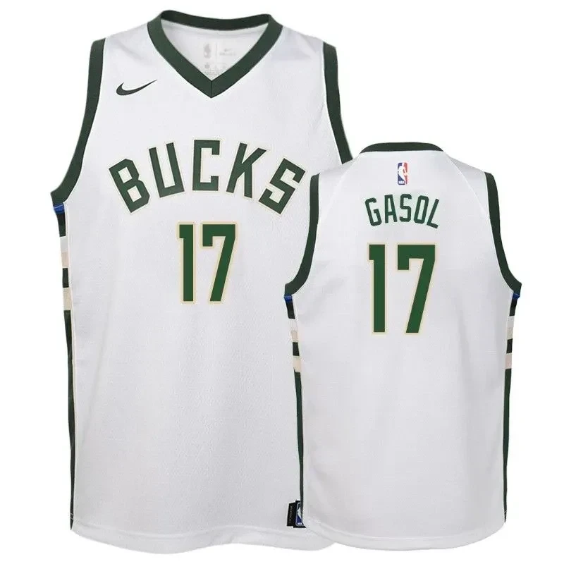 Bucks Pau Gasol 17 Associatio White NBA Jersey Youth