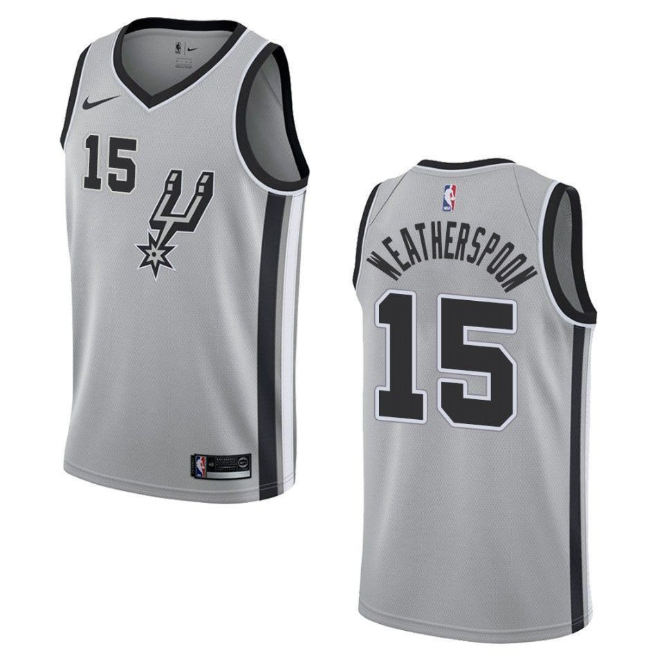 San Antonio Spurs 15 Quinndary Weatherspoon Statement Swingman Gray NBA Jersey Men's