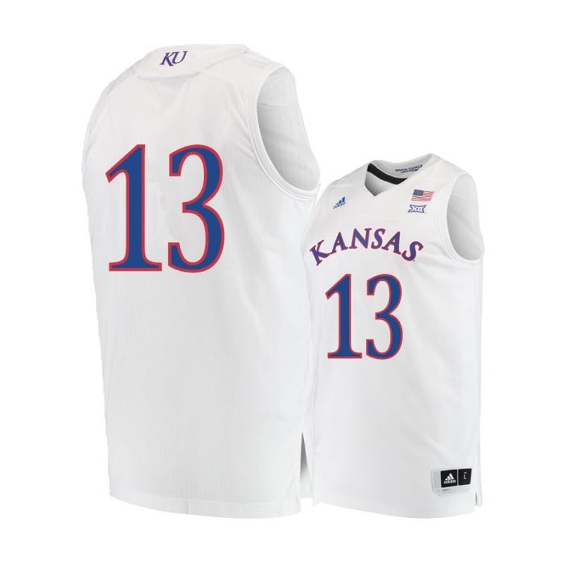 13 Tristan Enarun White Kansas Jayhawks NCAA Jersey Men's