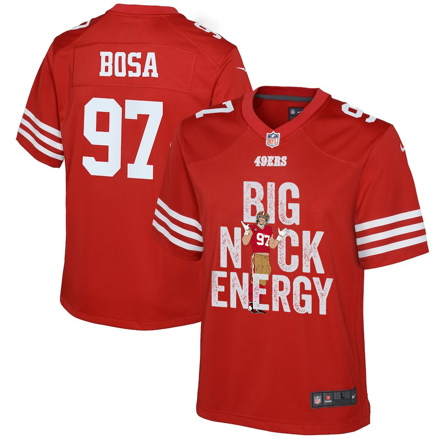 Nick Bosa 97 San Francisco 49ers Big Nick Energy Game Scarlet NFL Jersey Youth