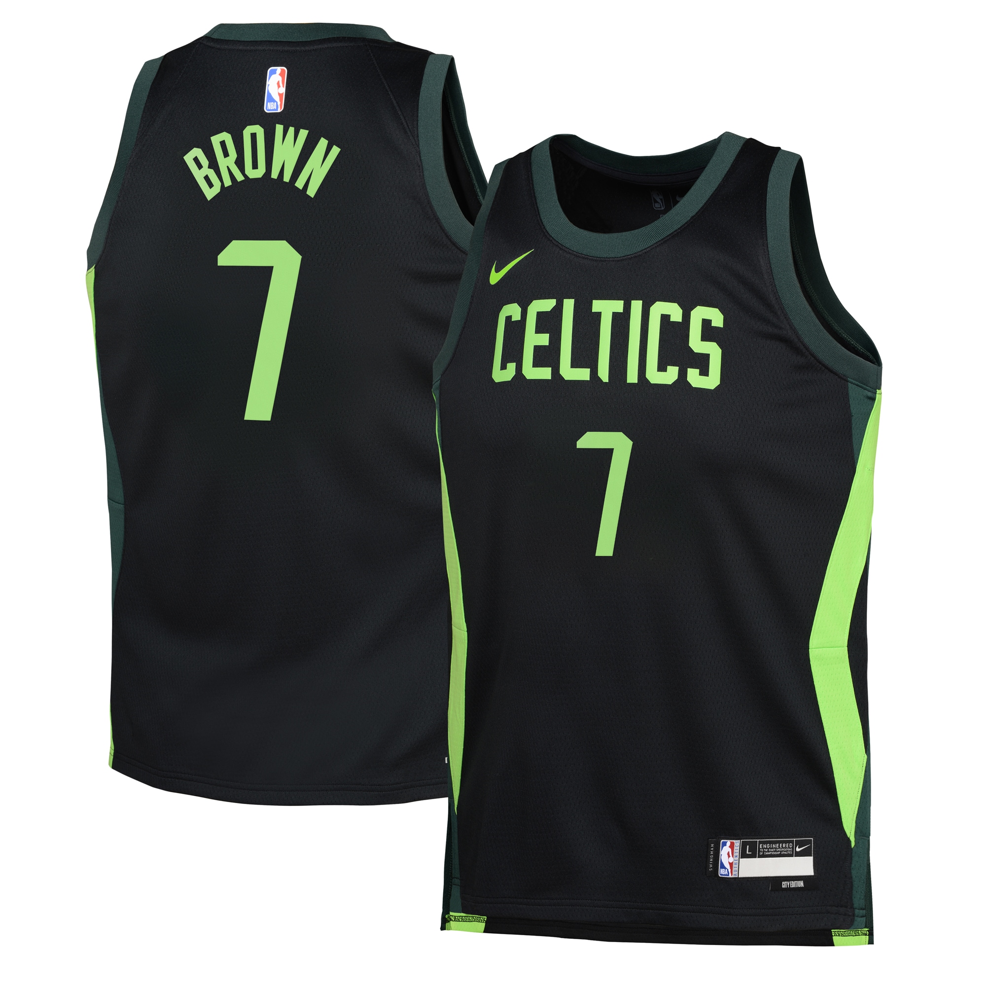 Boston Celtics City Edition Swingman 2024 Black Jaylen Brow NBA Jersey Youth