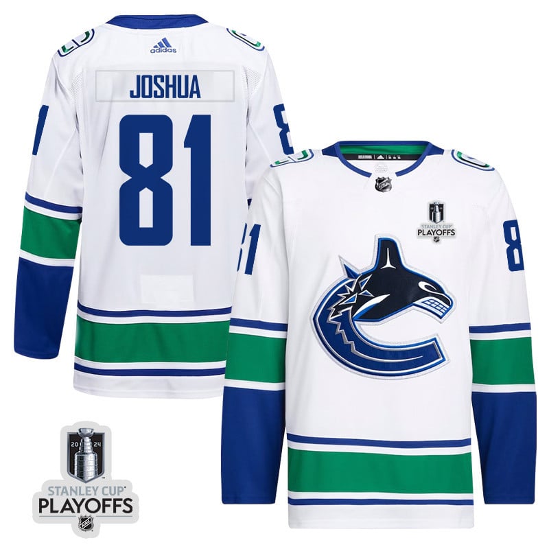 Dakota Joshua 81 Vancouver Canucks 2024 Playoffs Patch Away White NHL Jersey Men's
