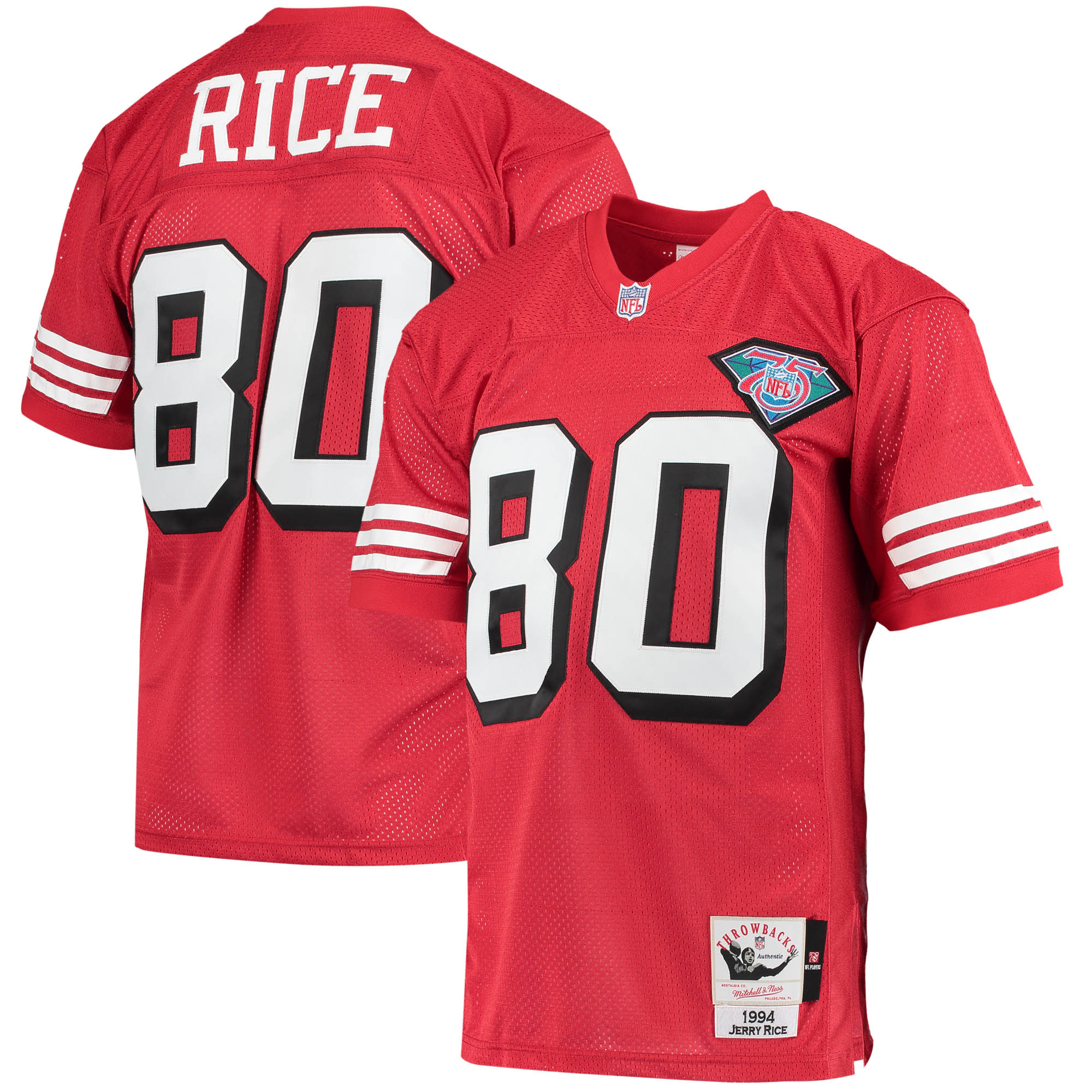 San Francisco 49ers 1994 Jerry Rice Mitchell Ness Scarlet Throwback Retired Player NFL Jersey Men's