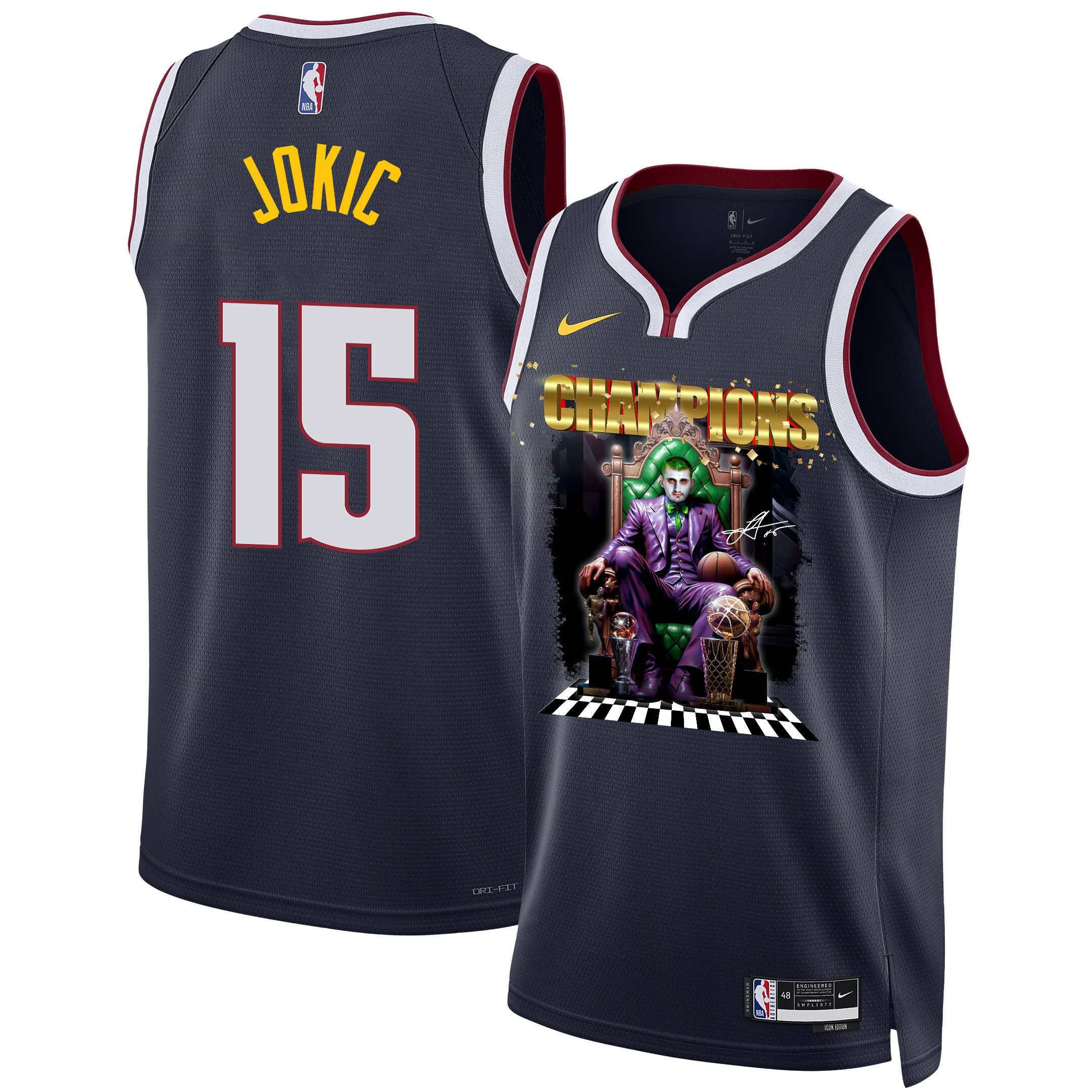Nikola Joki? Denver Nuggets The Big Joker 2023 Final Champions Swingman Black NBA Jersey Men's