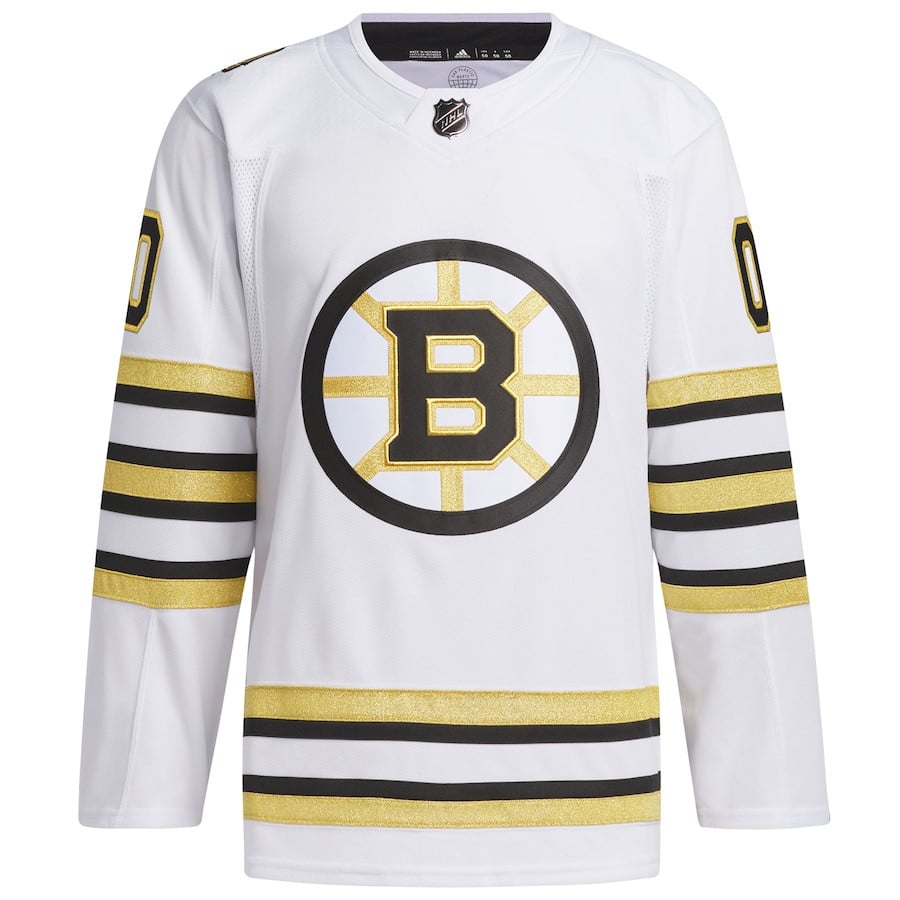 Boston Bruins 100th Anniversary Primegreen Custom White NHL Jersey Men's