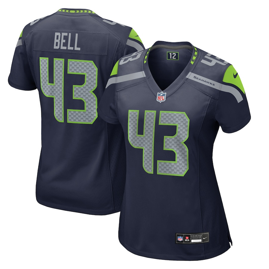 Levi Bell 43 Seattle Seahawks Game College Navy NFL Jersey Women's
