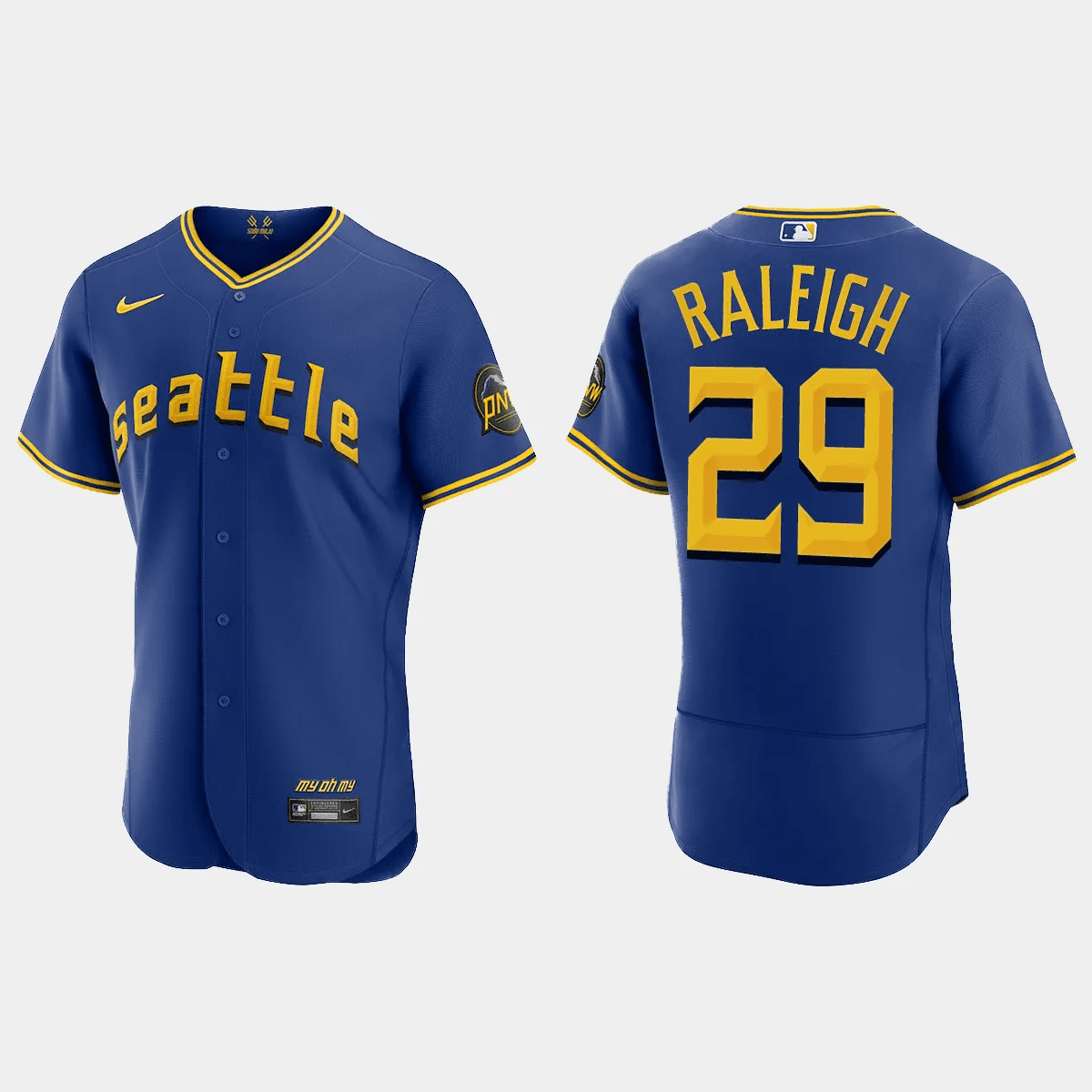 Cal Raleigh 29 Seattle Mariners 2023 City Connect Elite Royal MLB Jersey Men's