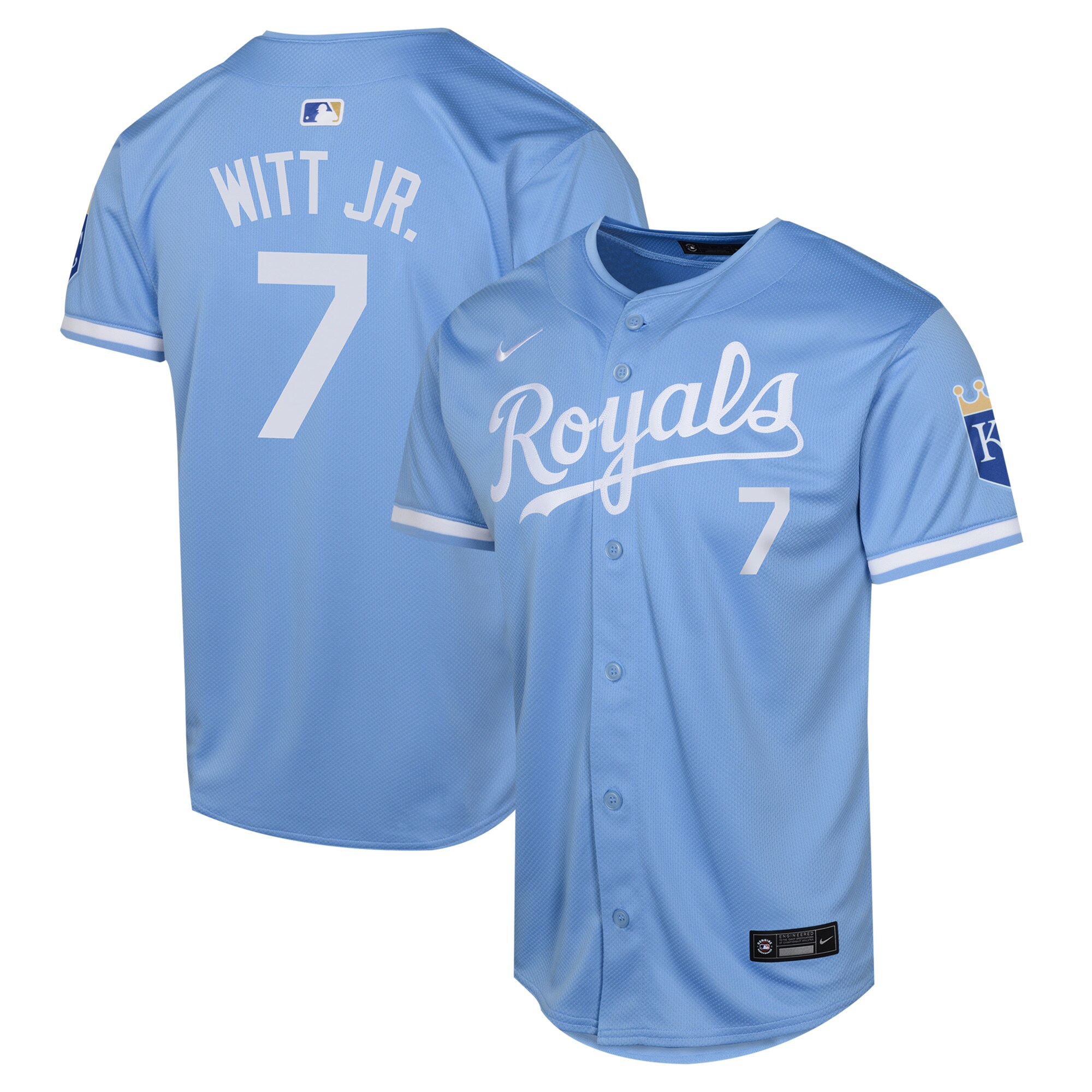 Kansas City Royals Bobby Witt Light Blue Alternate Limited Player MLB Jersey Youth