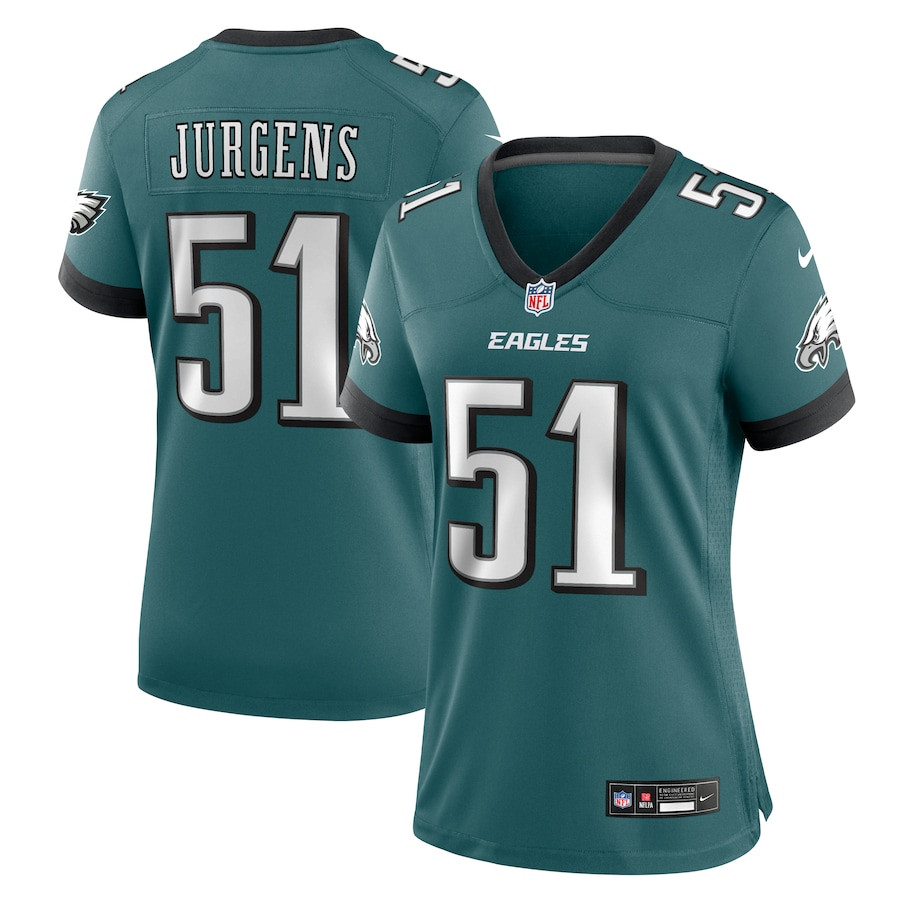 Cam Jurgens 51 Philadelphia Eagles Team Game Midnight Green NFL Jersey Women's