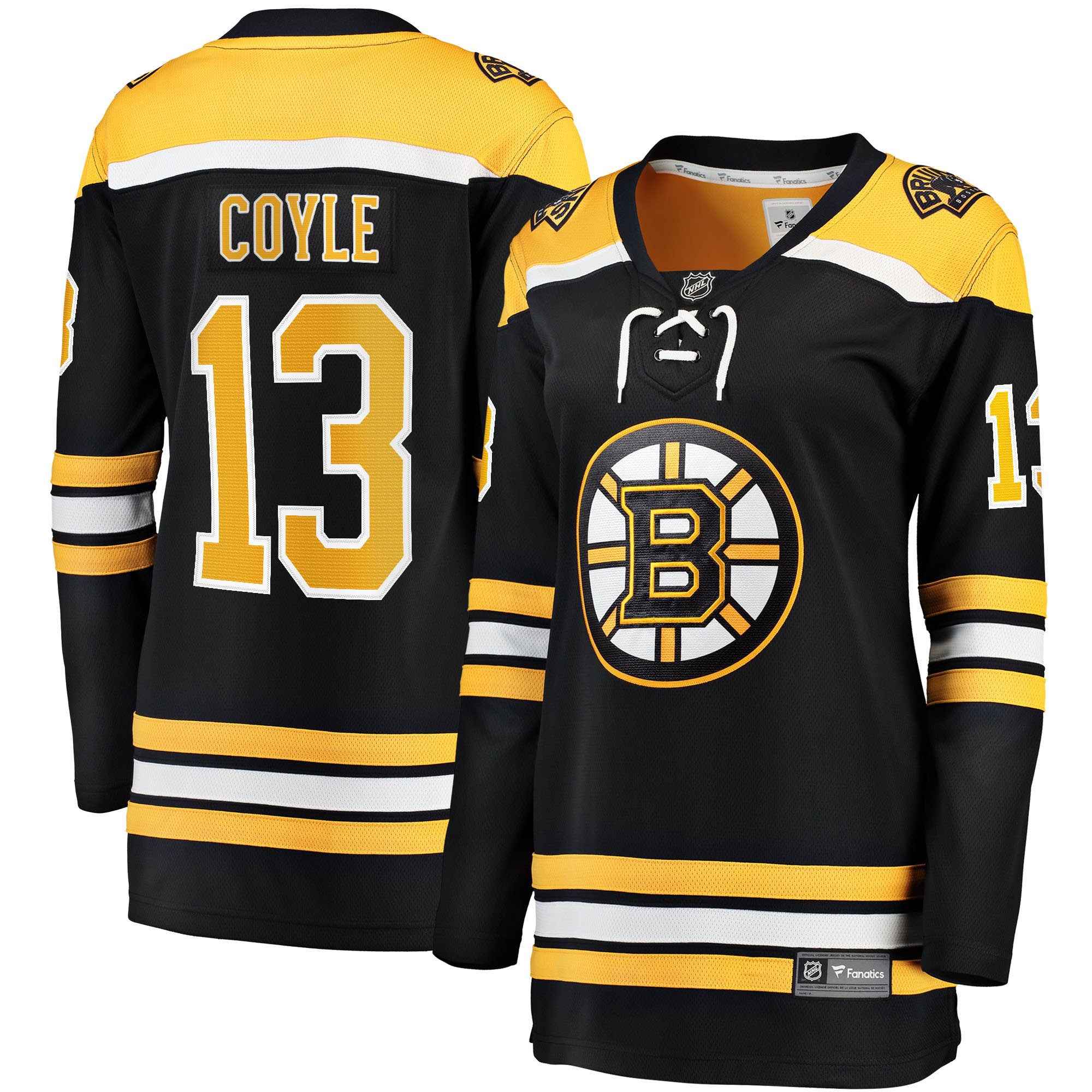Charlie Coyle 13 Boston Bruins Home Breakaway Women, Black NHL Jersey Women's