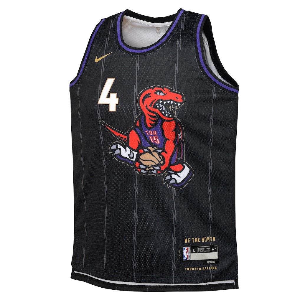 Scottie Barnes 4 Toronto Raptors 2024/25 Swingman Playe City Edition Black NBA Jersey Youth