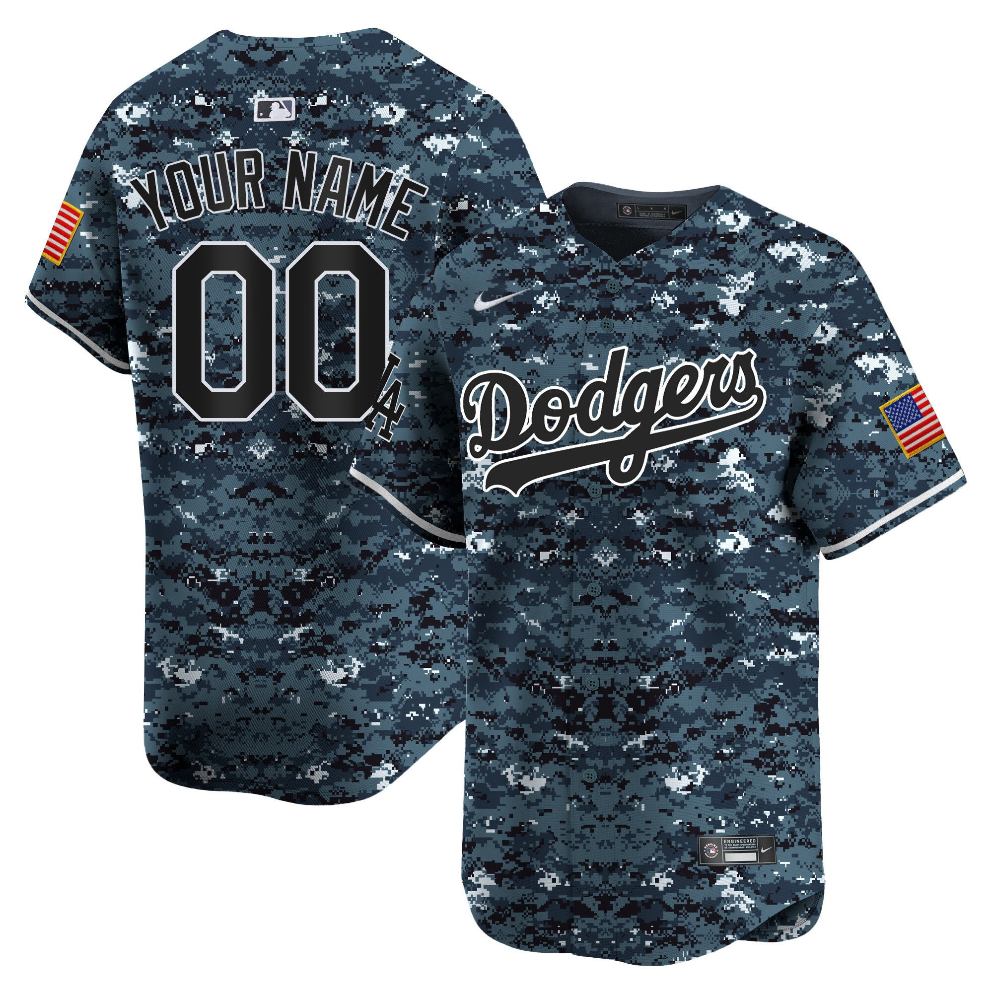 Los Angeles Dodgers USMC Alternate Limited Custom Navy MLB Jersey Men's