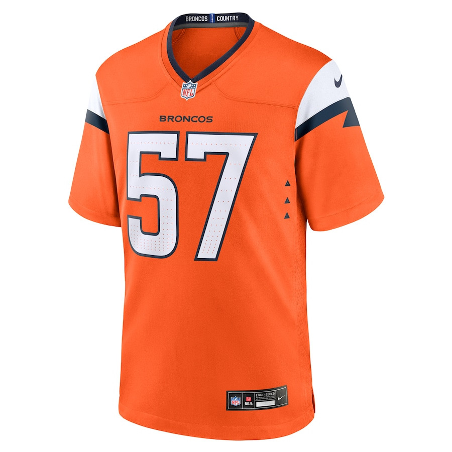 Kristian Welch 57 Denver Broncos Team Game Orange NFL Jersey Men's