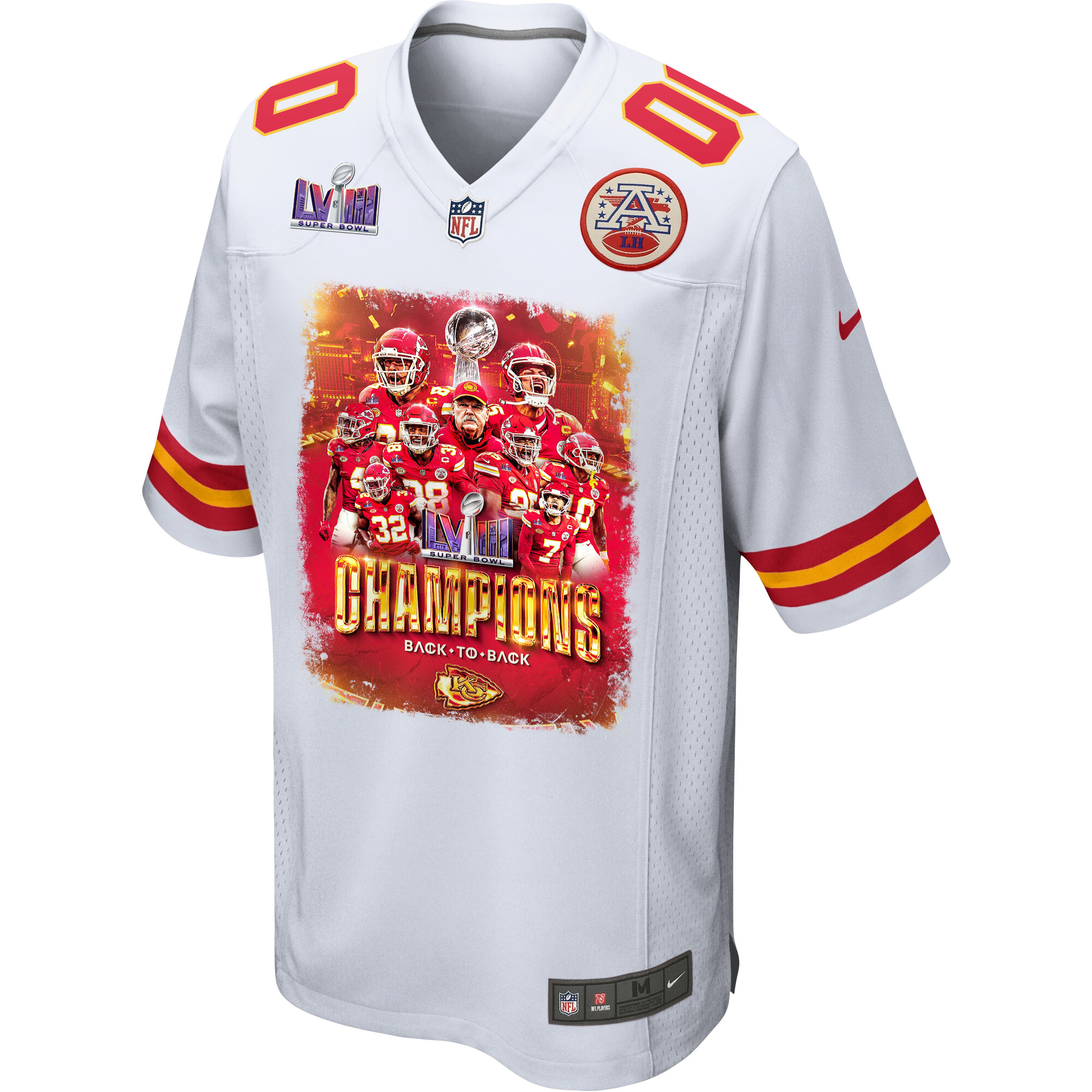 Kansas City Chiefs Super Bowl LVIII Back To Back Game Custom White NFL Jersey Men's