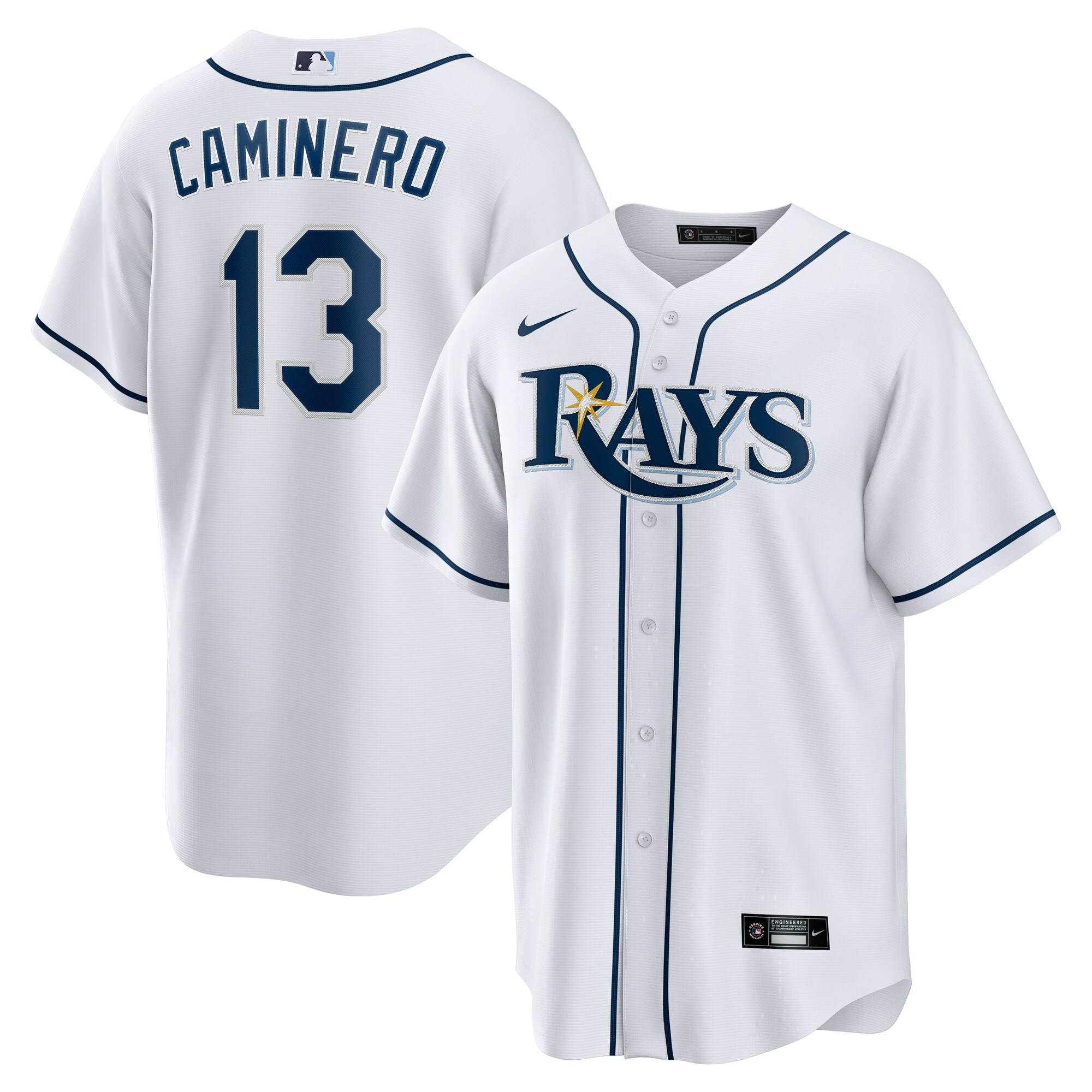 Tampa Bay Rays Junior Caminero White Home Player MLB Jersey Men's